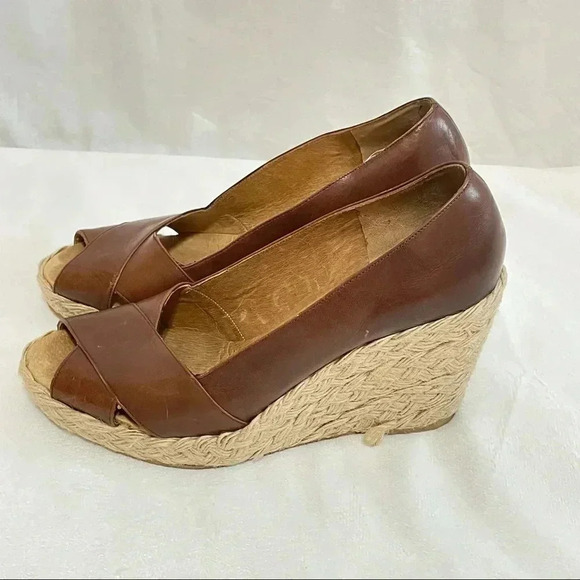 Michael Kors Leather Wedge Sandals Espadrilles - Picture 4 of 9